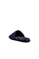 VERSACE Monogram All Over Slippers in Blue, view 3, click to view large image.