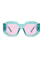 VERSACE Medusa Square Sunglasses in Light Blue, view 1, click to view large image.