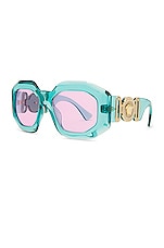 VERSACE Medusa Square Sunglasses in Light Blue, view 2, click to view large image.