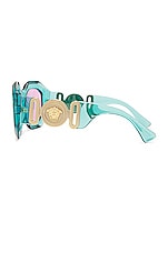 VERSACE Medusa Square Sunglasses in Light Blue, view 3, click to view large image.