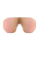 VERSACE Shield Sunglasses in Gold, view 1, click to view large image.