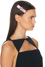 VERSACE Satin Ribbon Hair Clip in Pastel Pink, view 2, click to view large image.