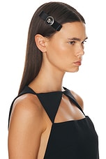 VERSACE Satin Ribbon Hair Clip in Black, view 2, click to view large image.