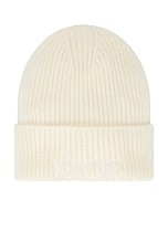 VERSACE Safety Pin Beanie in Ivory, view 1, click to view large image.