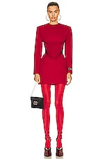VERSACE Long Sleeve Mini Dress in Parade Red, view 1, click to view large image.