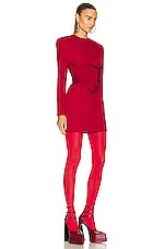 VERSACE Long Sleeve Mini Dress in Parade Red, view 2, click to view large image.