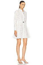 VERSACE Popeline Baroque Anglaise Print Dress in Optical White, view 2, click to view large image.