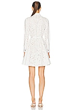 VERSACE Popeline Baroque Anglaise Print Dress in Optical White, view 3, click to view large image.