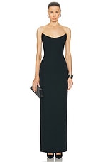 VERSACE Strapless Midi Slip Dress in Black, view 1, click to view large image.