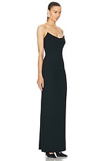 VERSACE Strapless Midi Slip Dress in Black, view 2, click to view large image.