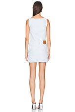 VERSACE Button Front Mini Dress in Light Blue Ice, view 3, click to view large image.