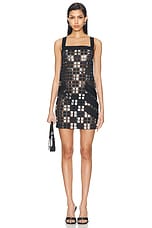 VERSACE Embroidered Mini Dress in Nero, view 1, click to view large image.