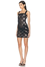 VERSACE Embroidered Mini Dress in Nero, view 3, click to view large image.