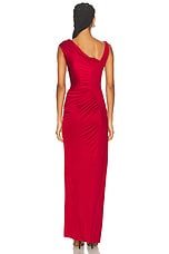 VERSACE Draped Gown in Lipstick Red, view 4, click to view large image.