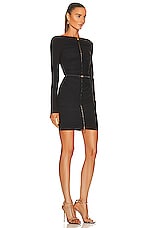 VERSACE Ruched Long Sleeve Mini Dress in Nero, view 2, click to view large image.