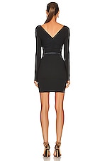 VERSACE Ruched Long Sleeve Mini Dress in Nero, view 3, click to view large image.