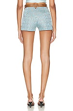 VERSACE Leather Logo Short in Pale Blue & Beige, view 4, click to view large image.