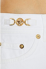 VERSACE Denim Washed Short in White, view 5, click to view large image.