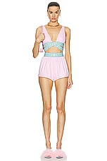 VERSACE Swim Shorts in Pastel Pink, Pastel Blue, & Mint, view 4, click to view large image.
