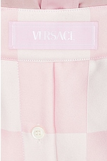 VERSACE Damier Print Short in Pastel Pink & White, view 5, click to view large image.
