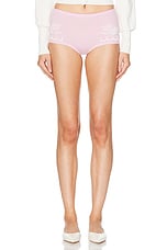 VERSACE Embroidered Mini Short in Pastel Pink, view 1, click to view large image.