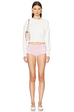 VERSACE Embroidered Mini Short in Pastel Pink, view 4, click to view large image.