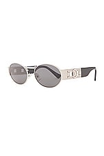 VERSACE Round Sunglasses in Black & Silver, view 2, click to view large image.