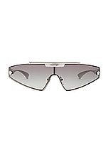 VERSACE Shield Sunglasses in Silver, view 1, click to view large image.