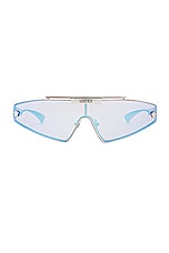 VERSACE Shield Sunglasses in Silver, view 4, click to view large image.