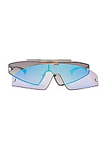 VERSACE Shield Sunglasses in Silver, view 7, click to view large image.