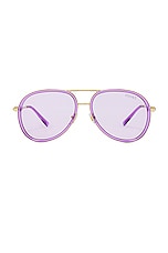 VERSACE Aviator Sunglasses in Lilac Transparent & Light Violet, view 1, click to view large image.