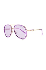 VERSACE Aviator Sunglasses in Lilac Transparent & Light Violet, view 2, click to view large image.