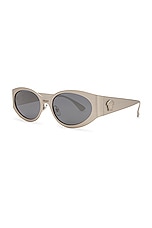 VERSACE Oval Sunglasses in Silver & Light Grey Mirror Silver, view 2, click to view large image.