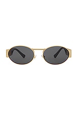 VERSACE Oval Sunglasses in Gold & Dark Grey, view 1, click to view large image.