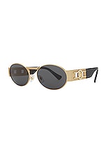 VERSACE Oval Sunglasses in Gold & Dark Grey, view 2, click to view large image.
