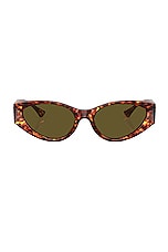 VERSACE Oval Sunglasses in Red Havana & Dark Brown, view 1, click to view large image.
