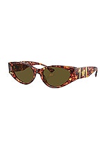 VERSACE Oval Sunglasses in Red Havana & Dark Brown, view 2, click to view large image.