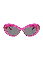 VERSACE Oval Sunglasses in Pink Transparent, view 1, click to view large image.