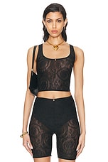 VERSACE Lace Tank Top in Nero, view 1, click to view large image.