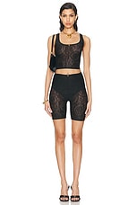 VERSACE Lace Tank Top in Nero, view 4, click to view large image.