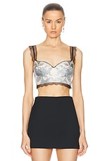 VERSACE Silk Bralette in Concrete, Dusty Blue, & Bone, view 1, click to view large image.