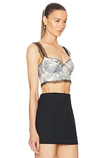 VERSACE Silk Bralette in Concrete, Dusty Blue, & Bone, view 2, click to view large image.