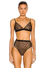 VERSACE Tulle Monogram Triangle Bra in Nero, view 1, click to view large image.