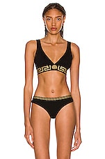 VERSACE Greca Border Bralette in Nero, view 1, click to view large image.