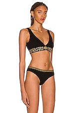 VERSACE Greca Border Bralette in Nero, view 2, click to view large image.