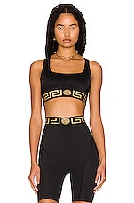 VERSACE Laserata Sports Bra in Nero, view 1, click to view large image.