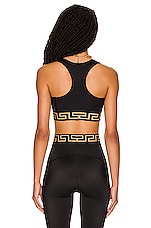 VERSACE Laserata Sports Bra in Nero, view 3, click to view large image.