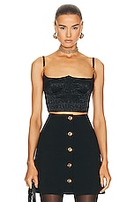 VERSACE Logo Longline Bra in Black, view 1, click to view large image.