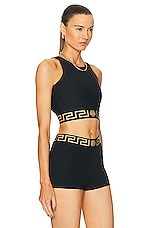 VERSACE Lycra Matte Sport Bra in Black, view 3, click to view large image.