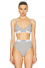 VERSACE Cotton Rib Bra in Grey Melange, view 1, click to view large image.